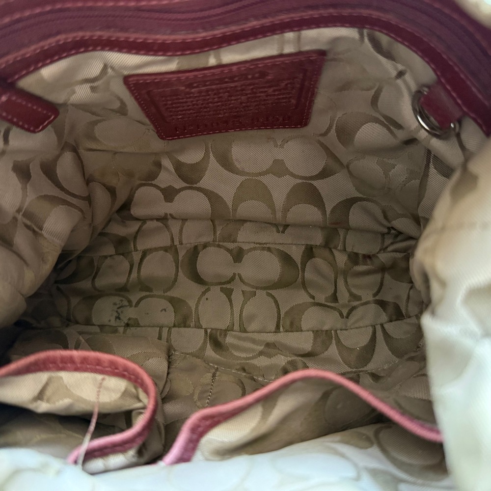 Coach VTG Y2K 9350 Pebbled Magenta Convertible Strap Side‎ Lace Shoulder Bag - Picture 7 of 9